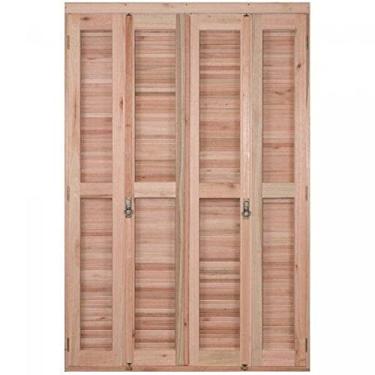 Imagem de Porta Janela com Veneziana Pantográfica e Caixilhos 213x140cm Rondosul Natural