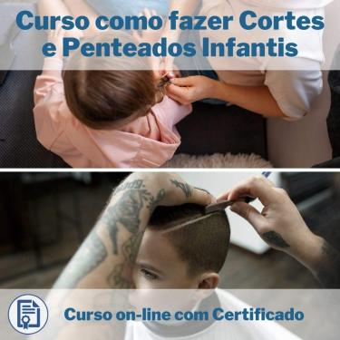 Imagem de Curso Online em videoaula de como fazer Cortes e Penteados Infantis com Certificado + 2 brindes
