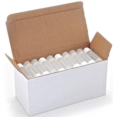 Imagem de 50 tubos de protetor labial transparentes e vazios, 5,5 ml com tampas brancas