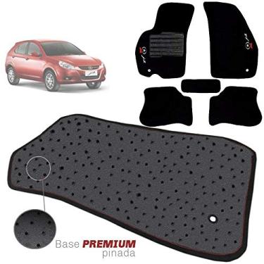 Imagem de Jogo de Tapete Carpete Tevic Pinado Jac J3 2011 12 13 14 Impermeável Lavável Logo Bordado 5 Peças