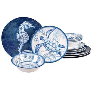 Imagem de Conjunto de louçaCertified International Oceanic com 12 peças, melamina, multicolorido