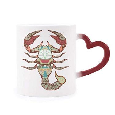 Imagem de Caneca sensível ao calor com símbolo do zodíaco de constelação de escorpião vermelha que muda de cor