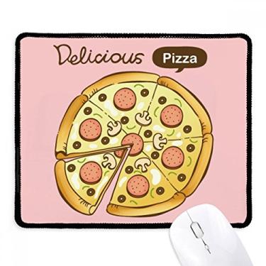 Imagem de Salsicha cogumelo Pizza Italy Foods Mousepad antiderrapante jogo escritório preto bordas costuradas presente