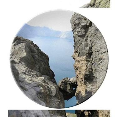 Imagem de Prato de costura de pedra Tianchi decorativo de porcelana Salver louças de jantar