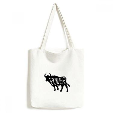 Imagem de Bolsa de lona natural com contorno de animal de vaca preto bolsa de compras casual bolsa de mão