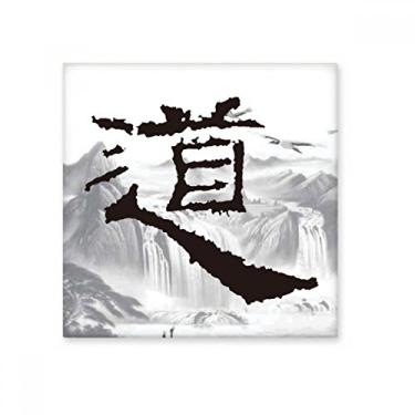 Imagem de Dao Religion China Ink Mointain Decalque brilhante de azulejo vitrificado Pedra adornada