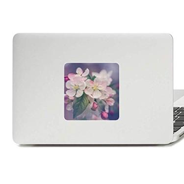 Imagem de Adesivo de vinil para laptop com lindas flores brancas rosa para decoração de PC