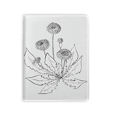 Imagem de Caderno de flores brancas e pretas de dente-de-leão com capa macia para diário
