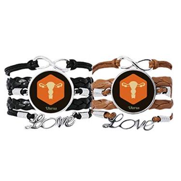 Imagem de DIYthinker Pulseira de útero para órgãos internos corporais, pulseira de couro com corda de mão, conjunto duplo para presente