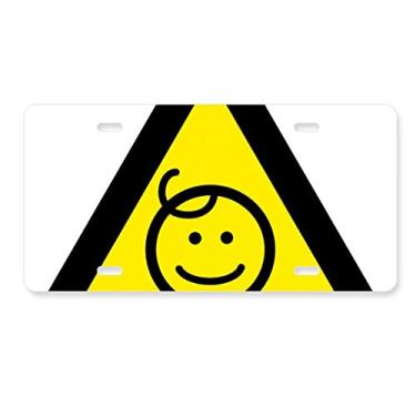 Imagem de DIYthinker Símbolo de aviso amarelo e preto infantil protegido placa de carro decoração de carro acessório de aço inoxidável