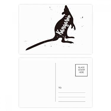 Imagem de Cartão postal canguru preto e branco animal cartão de felicitações para envio de aniversário
