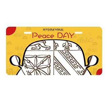 Imagem de DIYthinker Arte barroca preta branca com estampa de escudo de leão placa etiqueta decoração de carro dia da paz