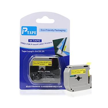 Imagem de FITA COMPATÍVEL BROTHER PT-65 PT-70 PT-80 PT-85 PT-70BM M-631 MK-631 Mk631 AMARELA 12mm