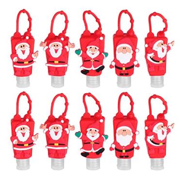 Imagem de NICEXMAS 10 Pcs Crianças Desinfetante para As Mãos Garrafa Cartoon Santa Vazio Recarregável Sabonete Lá­quido Titular da Caixa de Loção de Mão Limpador Dispensador para Chaveiro de Viagem