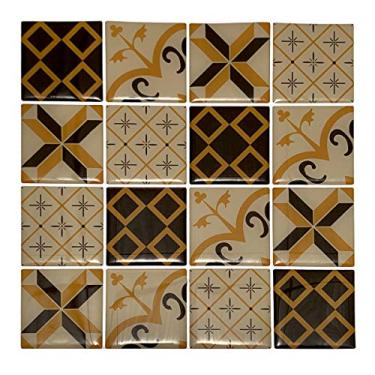 Imagem de Pastilha Resinada 3D Marrom Bege Arabescos Kit 4 Placas