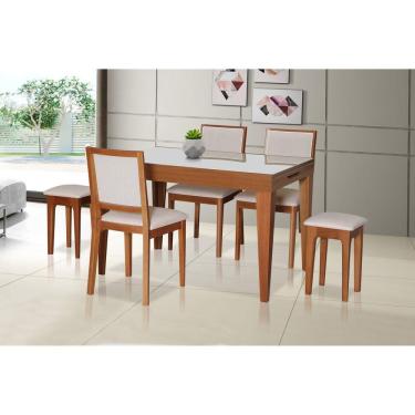 Imagem de Mesa de Jantar Extensível Tampo Vidro/MDF 120x80cm Genova Carmo Móveis Marrom