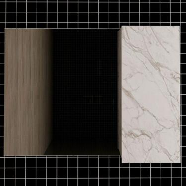 Imagem de Armário De Banheiro 1 Porta 2 Prateleiras Com Espelho Mármore Branco Bn3602 - Tecno Mobili