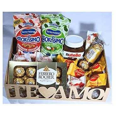 Imagem de Cesta De Chocolates Dia Dos Namorados, Ferrero, Creme de Avelã, com Bandeja