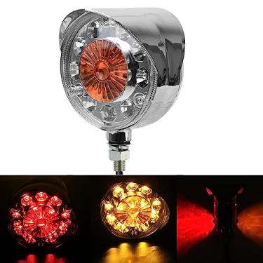 Imagem de Torcarvh Marcador de luz dupla face 28 LEDs luzes laterais amarelo/vermelho seta luzes de seta luz de parada para carros de 24 V trailers tratores ônibus (pacote com 1)