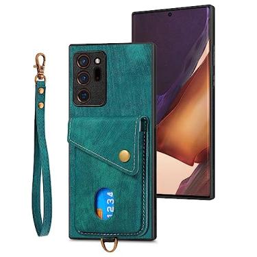 Imagem de Capa protetora para telefone Compatible with Samsung Galaxy Note 20 Ultra Case, with Card Holder Protective Shockproof Cover Premium PU Leather Rubber Silicone Bumper Wallet Case Cover with [Wrist Str