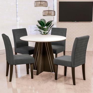 Imagem de Mesa de Jantar Dobuê Turim com 4 Cadeiras com Revestimento em Tecido Linho