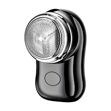 Imagem de predolo Minibarbeador elétrico para homens de barba de precisão leve com capa portátil para depilação facial pequena navalha para escritório, PRETO