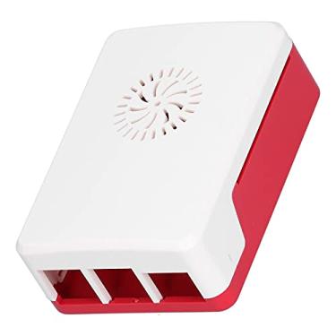 Imagem de Resfriamento Shell para Raspberry Pi 4B Case ABS Shell Heatsink Simples Removível Top Cover Protector Case Case for Single Board Computers (Branco superior e vermelho inferior)