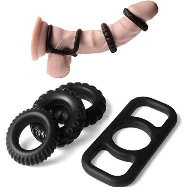 Imagem de Kit com 4 Capa Peniana Rígida Em Vinil Com Elástico Pênis Preta Eros meia capa peniana em silicone UU33154