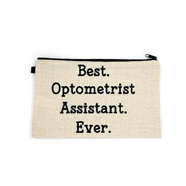 Imagem de Bolsa de maquiagem de assistente de optometrista, presente para assistente de optometrista, melhor assistente de optometrista, bolsa de higiene pessoal, para ela, bolsa de maquiagem para mulheres, bolsa de , Branco