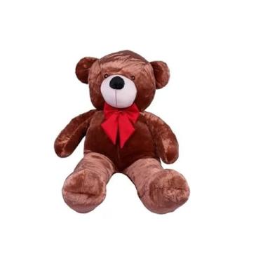 Imagem de Urso Gigante Pelúcia Grande Teddy 1,10 Metros - Laço Personalizado (Mel com Laço Vermelho)