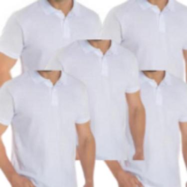 Imagem de Kit 5 Camisas Polo De Poliéster - Sublimática Cor Branca Tam. Xgg - Hi