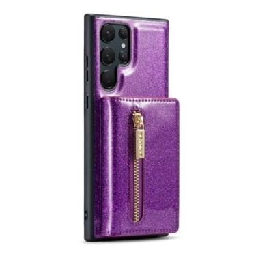Imagem de YOGISU Capa de telefone de couro com suporte magnético flip para Samsung Galaxy S23 S22 S21 Plus S20 aFE Note 20 Ultra Z Fold 3 4 Bolsa com capa de cartão carteira, roxa, para Samsung S22 Plus