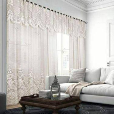 Imagem de Cortina Renda Marfim Com Bando 3,50 Larg X 2,20 Alt Sala
