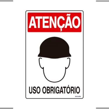 Imagem de Placa De Sinalização Atenção Capacete Uso Obrigatório 20x30 Ekomunike - S-205 F9e