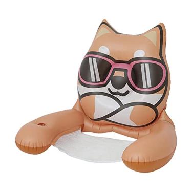 Imagem de Cadeira piscina, cadeira piscina com porta-copos e encosto – Boias infláveis para piscina, piscina, praia, lago e verão ao ar livre Pologmase