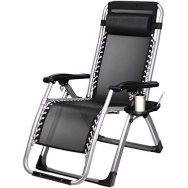 Imagem de Espreguiçadeiras ao ar livre Espreguiçadeiras Cadeiras de gravidade zero Cadeira espreguiçadeira ajustável com suporte para copos, preta, suporta mais de 440 libras/200 kg, cadeira de gravid