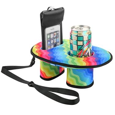 Imagem de Xxerciz Suporte flutuante de neoprene para bebidas, porta-copos flutuante de bebidas para celular, garrafa Hydra, copo solo, Yeti, copos, suporte de bebida na piscina para festa na piscina e diversão na água