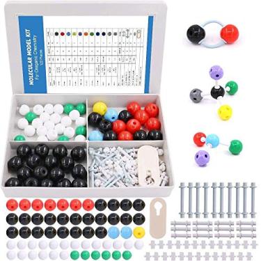 Imagem de Swpeet Kit de modelo molecular de química orgânica para estudantes e professores, conjunto de modelos moleculares para química inorgânica e orgânica - 59 átomos, 62 elos e 1 ferramenta de remoção de