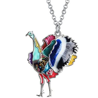 Imagem de RAIDIN Colar de peru fofo de liga de esmalte para mulheres, meninas, pingente de frango, joias, presentes para Natal, acessório de feriado, Medium, Zinco, Sem Pedra Preciosa