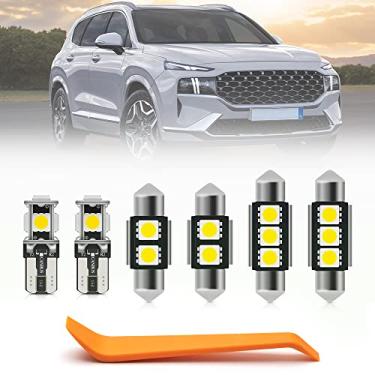 Imagem de Kit de lâmpadas de LED interiores de 6 peças para Hyundai Santa Fé 2021 2022 super brilhante 6000K lâmpadas interiores LED porta-luvas porta-malas de carga espelho espelho luz interior pacote de