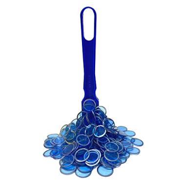 Imagem de MR CHIPS Feito nos EUA Bingo Magnetic Wand & ¾ polegadas azul 100 peças atualizadas fichas de plástico com anéis de metal - Suporte American Jobs