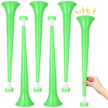 Imagem de GCQJOQ 6 Pcs Stadium Horn 21 Inch Vuvuzela Plastic Collapsible Cheering Trumpets for Sporting Events Football Carnival St Patricks Day Party Supplies, Green