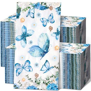 Imagem de Spiareal 200 peças descartáveis de papel toalha de mão para banheiro guardanapos de mão de papel toalhas de jantar decorativas para convidados de casamento férias de aniversário festa de noivado (borboleta)