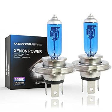 Imagem de VEXONEYE Lâmpada de farol de halogêneo H4 9003, HB2 12 V 60/55 W 5000 K farol alto/baixo super branco, vida útil longa