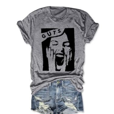 Imagem de Camisetas femininas engraçadas de banda de rock, manga curta, retrato, vintage, música country, Cinza, G