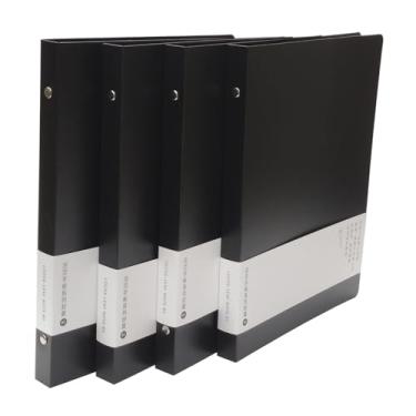Imagem de Fichário de plástico redondo de PVC para fichário protetor de fichário de folhas soltas caderno recarregável (B5, preto pacote com 4)