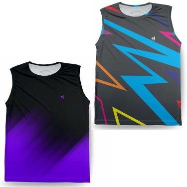 Imagem de Regata Masculina Proteção UV Térmica Cavada Estampada Kit 2-Masculino