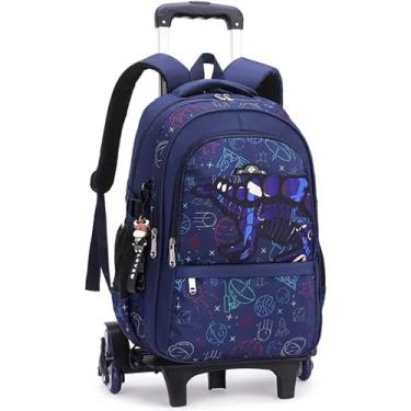 Imagem de Mochila rolante para subir escadas bagagem mochilas escolares mochilas infantis com 6 rodas rolantes-A