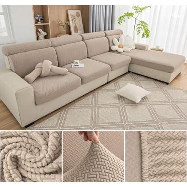 Imagem de Sofá De Estiramento Slipcover Sofá Capa Protetor De Móveis Sofá Macio Com Fundo Elástico Para Crianças, Poliéster Spandex Jacquard Tecido (B,Castanho 02)