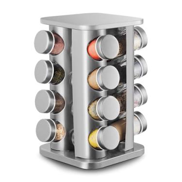 Imagem de Porta Temperos Condimentos 16 Potes Giratorio Quadrado Inox, Alira Home